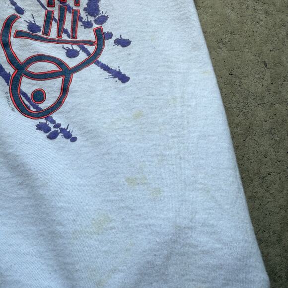 Women's Vintage 1991 Speedo Sport Swimming White Purple Neon Shirt Sz Small VTG - Picture 9 of 9